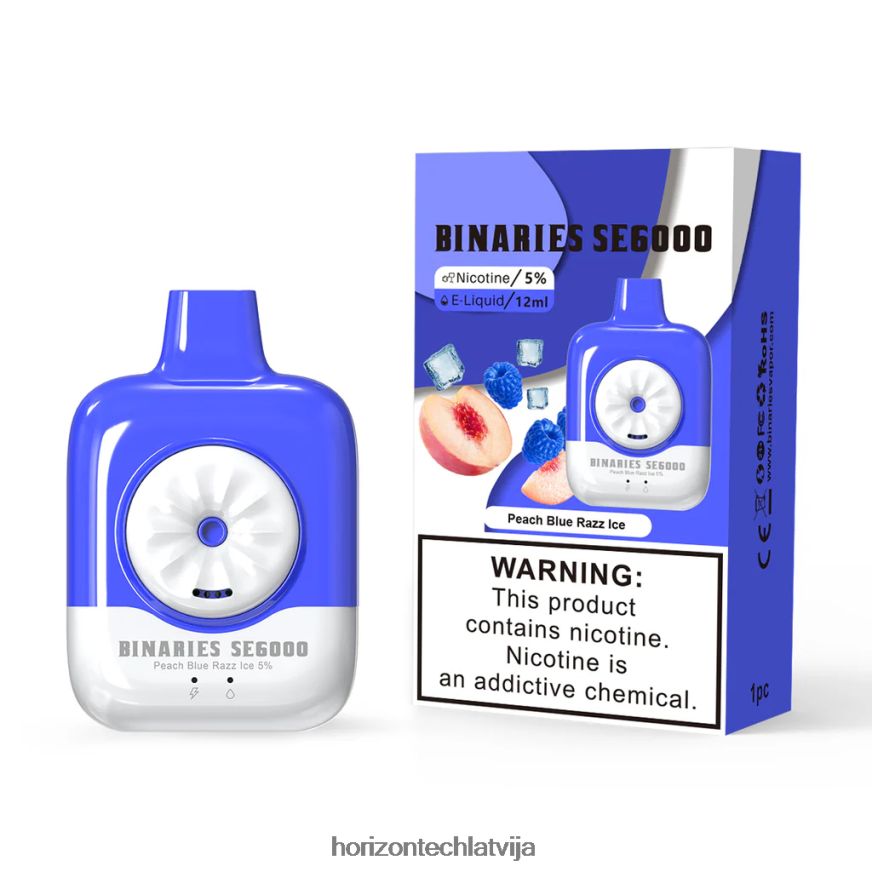 HorizonTech Riga - HorizonTech Binaries Cabin vienreizējās lietošanas 12ml persiku zils razz ledus BV24P8142